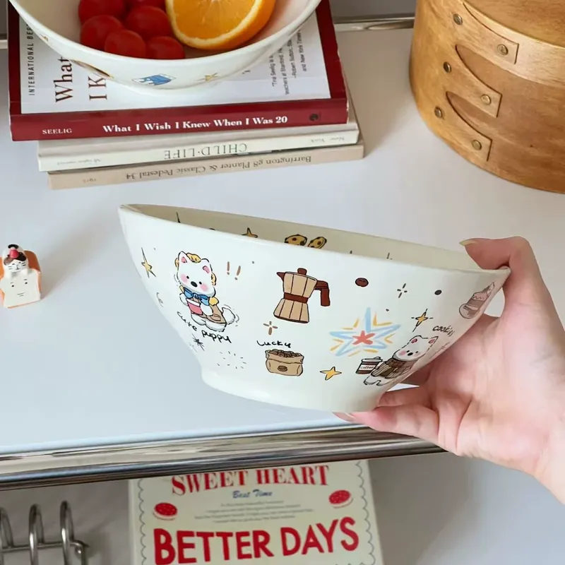 Cartoon Ceramic Noodle Bowl tableware view 6