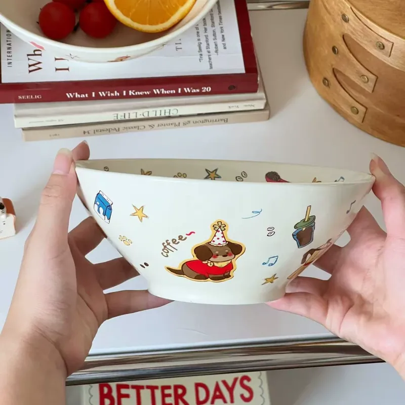 Cartoon Ceramic Noodle Bowl tableware view 8
