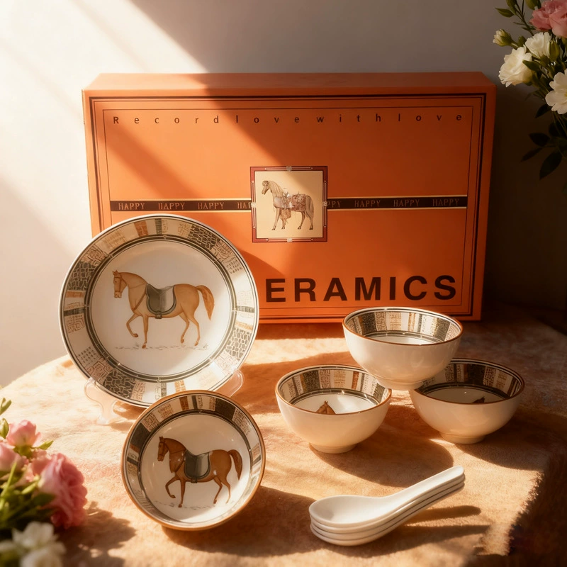 طقم أطباق سيراميك بتصميم حيواني tableware