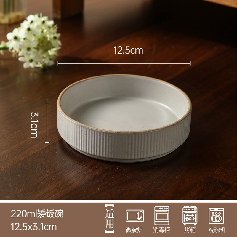Белая тарелка с вертикальными полосами tableware view 9