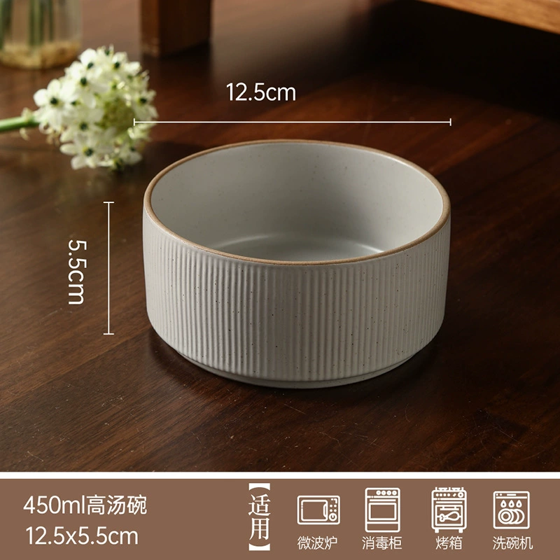 Белая тарелка с вертикальными полосами tableware view 12