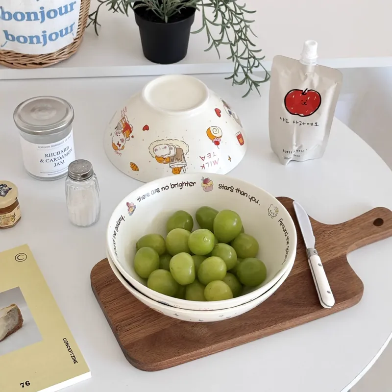 귀여운 카툰 도자기 대형 볼 tableware view 3