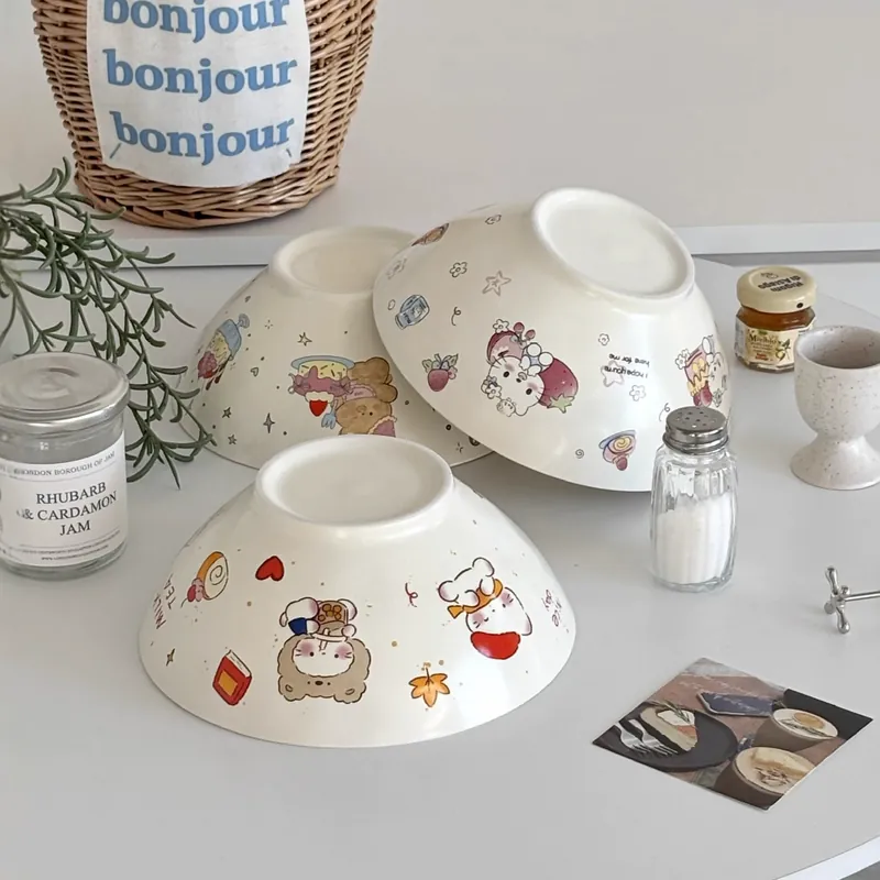 귀여운 카툰 도자기 대형 볼 tableware view 4