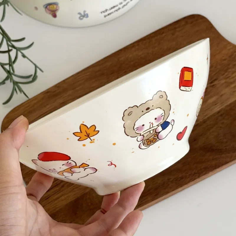 귀여운 카툰 도자기 대형 볼 tableware view 6