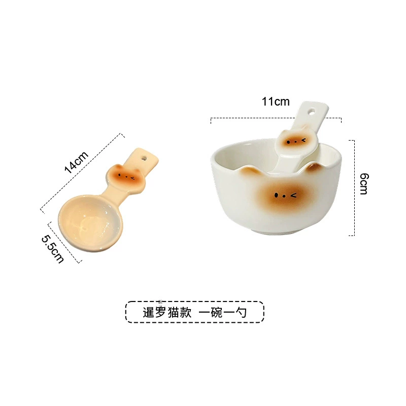 Керамическая пиала для риса с кошкой tableware view 6