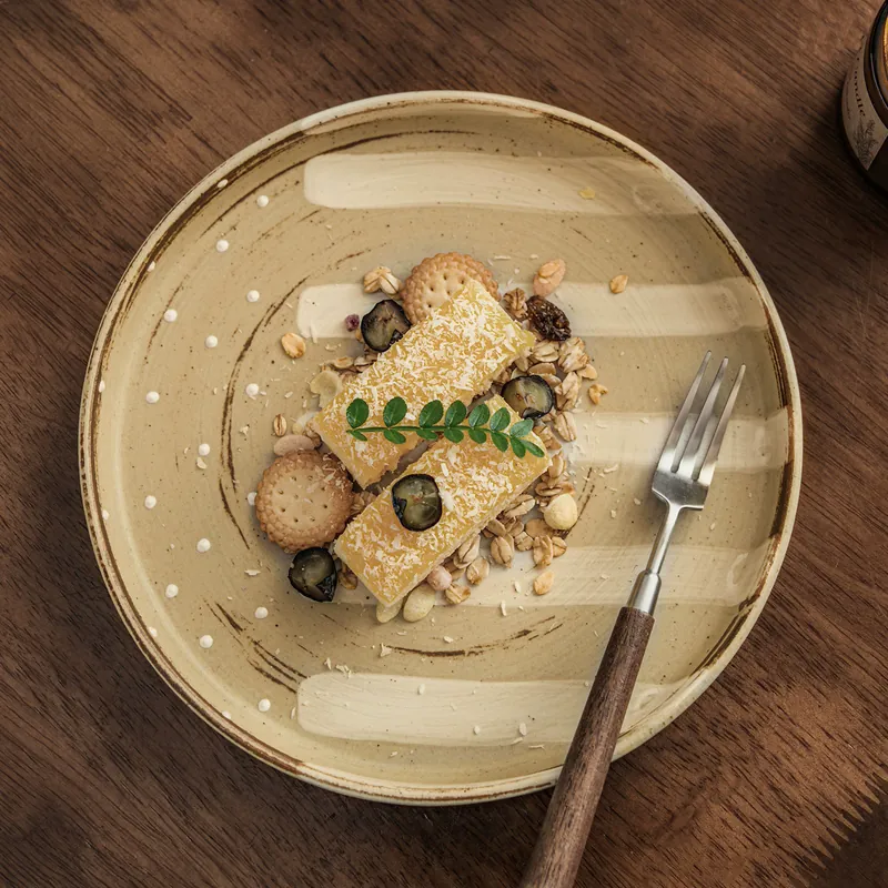 Hand-Painted Striped Ceramic Plate