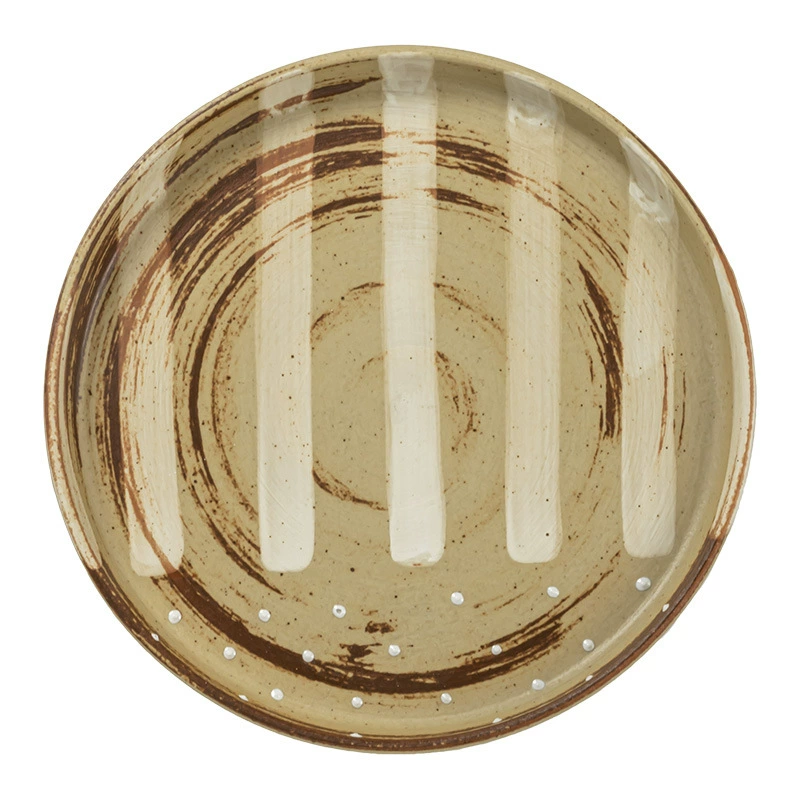 Hand-Painted Striped Ceramic Plate tableware view 5