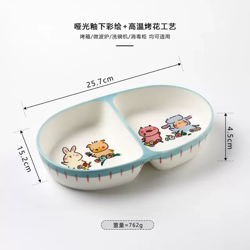Набор керамических тарелки и миски для завтрака, синий матовый tableware view 11