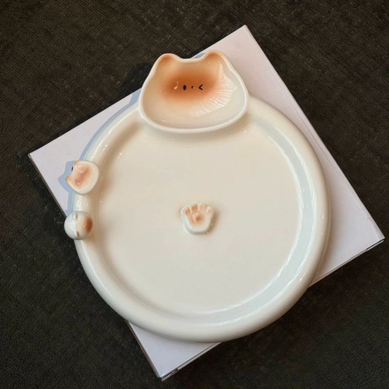 Cat Ceramic Dumpling Plate tableware view 3