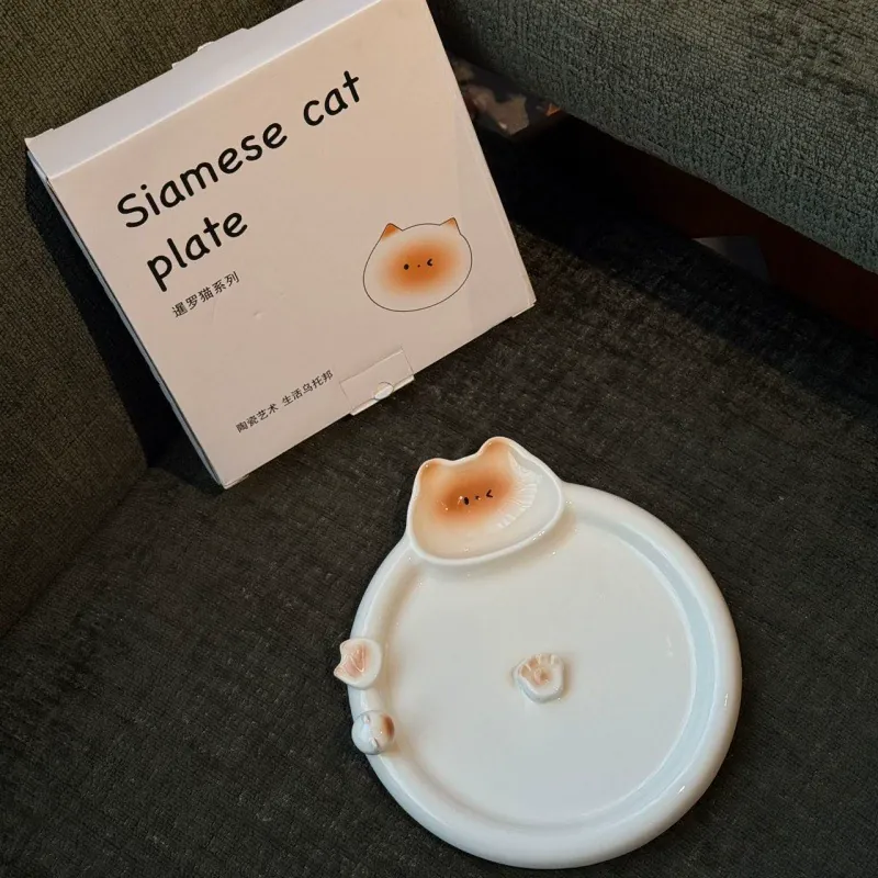 Cat Ceramic Dumpling Plate tableware view 4