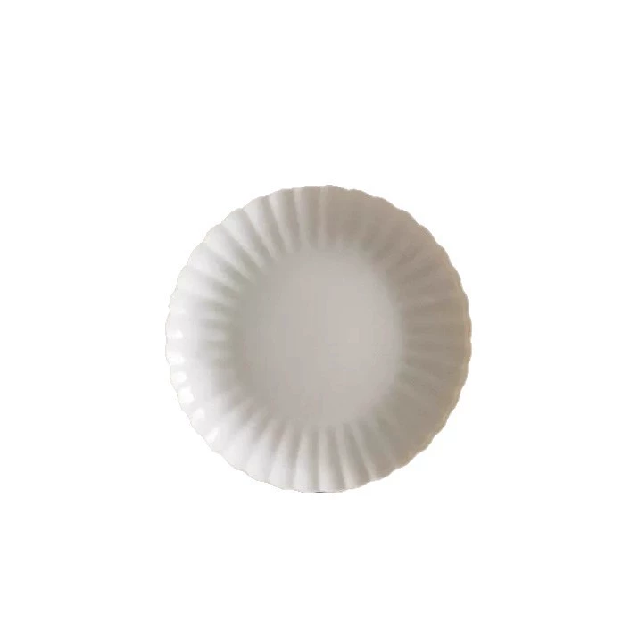 Plato llano de cerámica blanca con relieve tableware view 5
