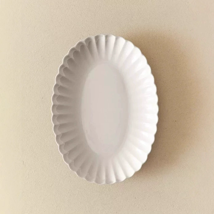 High-Temperature White Porcelain Oval Plate
