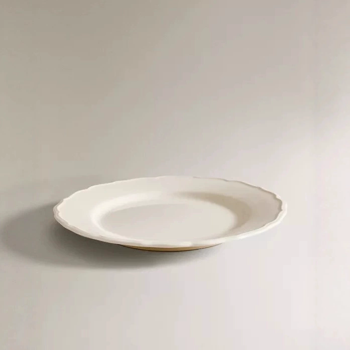 Vintage White Ceramic Breakfast Plate tableware view 2