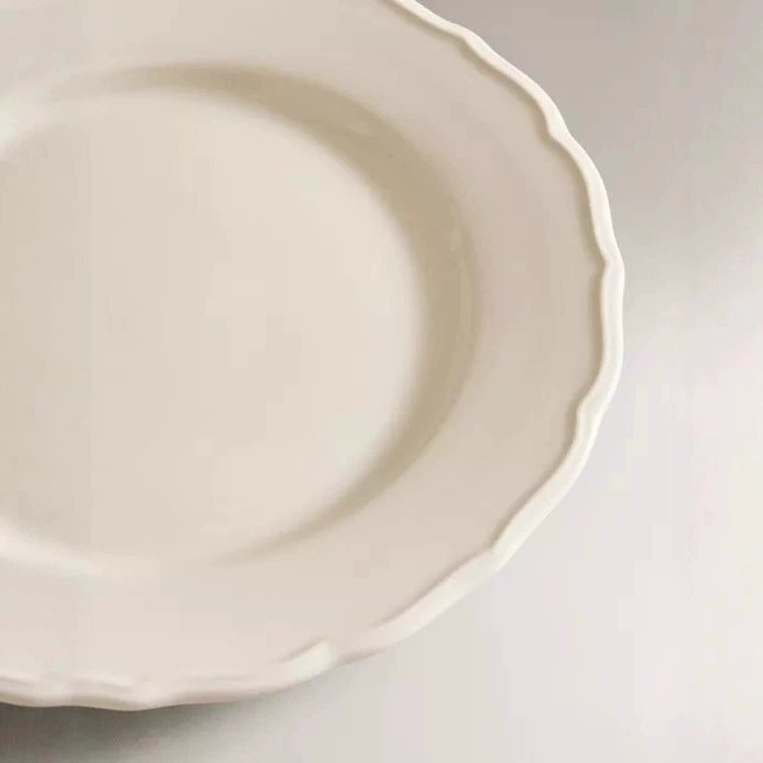 Vintage White Ceramic Breakfast Plate tableware view 3