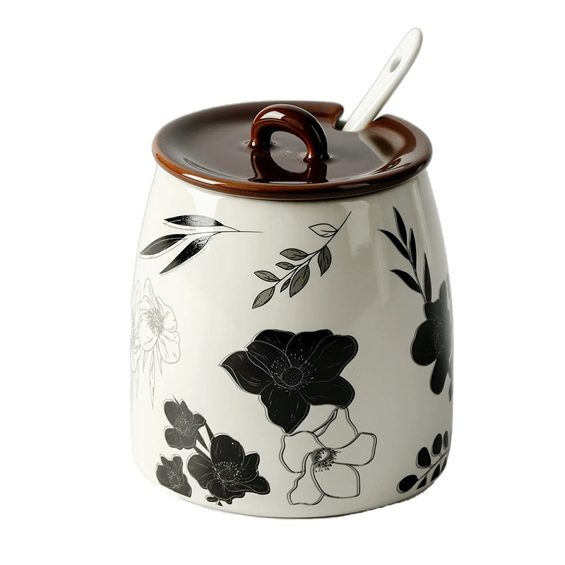 Ensemble de pots à condiments en céramique avec support, style français tableware view 5