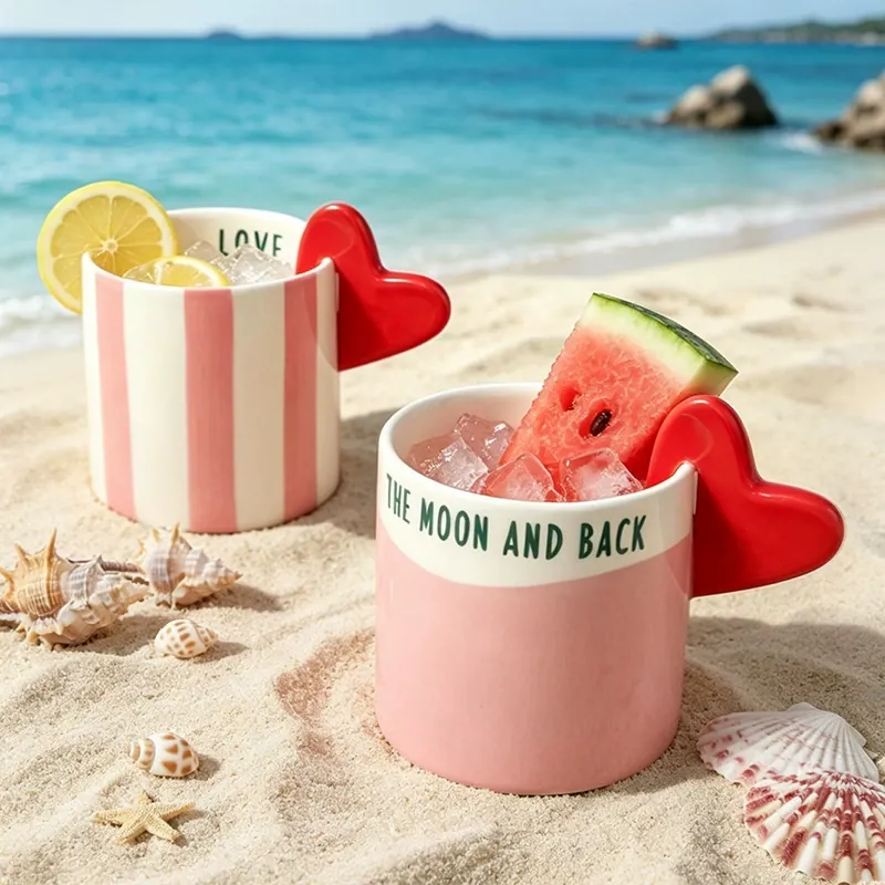 Heart Handle Ceramic Mug tableware view 2