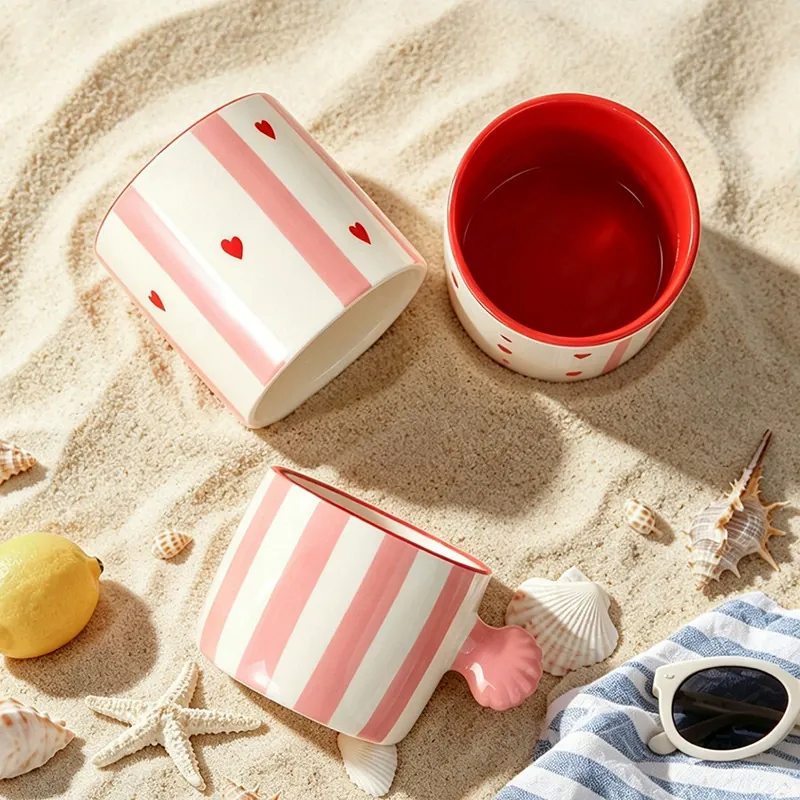 Heart Handle Ceramic Mug tableware view 3