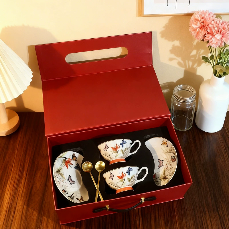 Bone China Coffee Cup and Saucer Gift Set tableware view 4