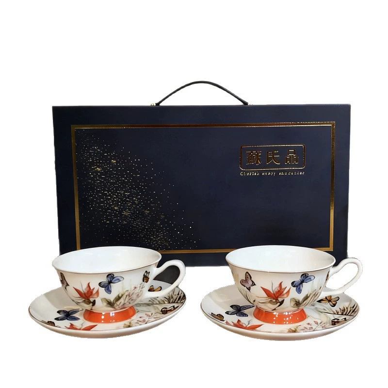 Bone China Coffee Cup and Saucer Gift Set tableware view 5
