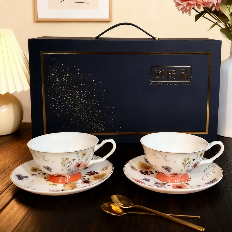 Bone China Coffee Cup and Saucer Gift Set tableware view 6