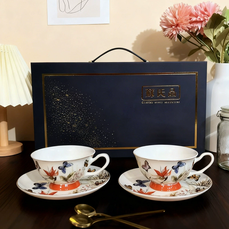 Bone China Coffee Cup and Saucer Gift Set tableware view 7