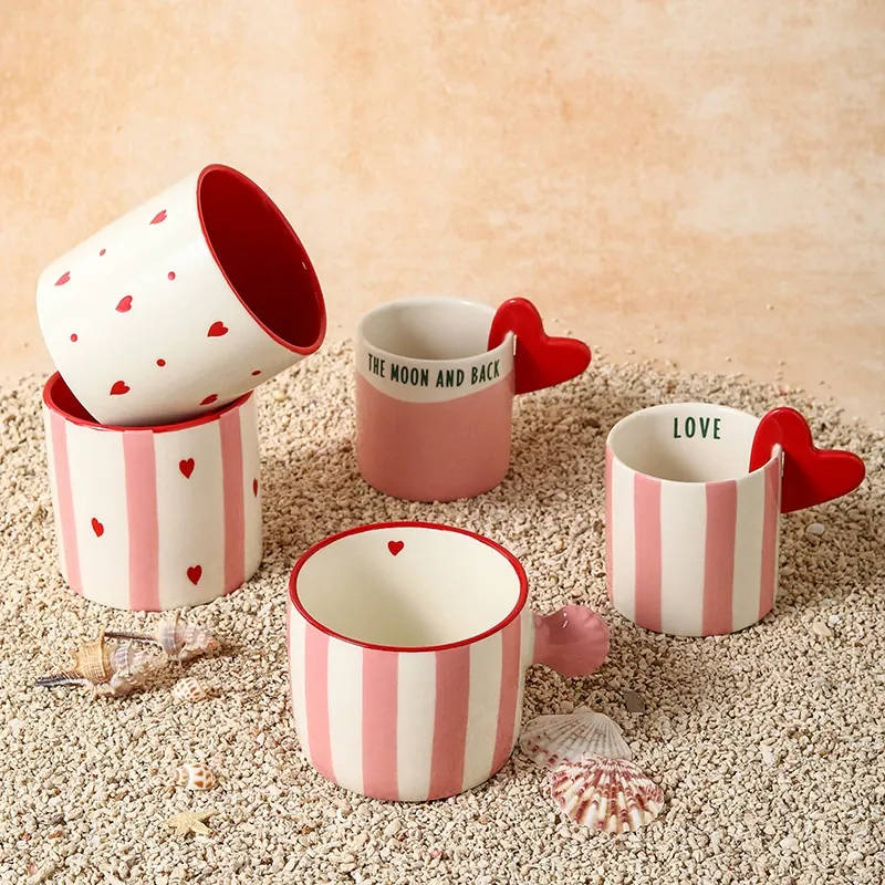 Hand-Painted Stripe Ceramic Mug tableware view 4