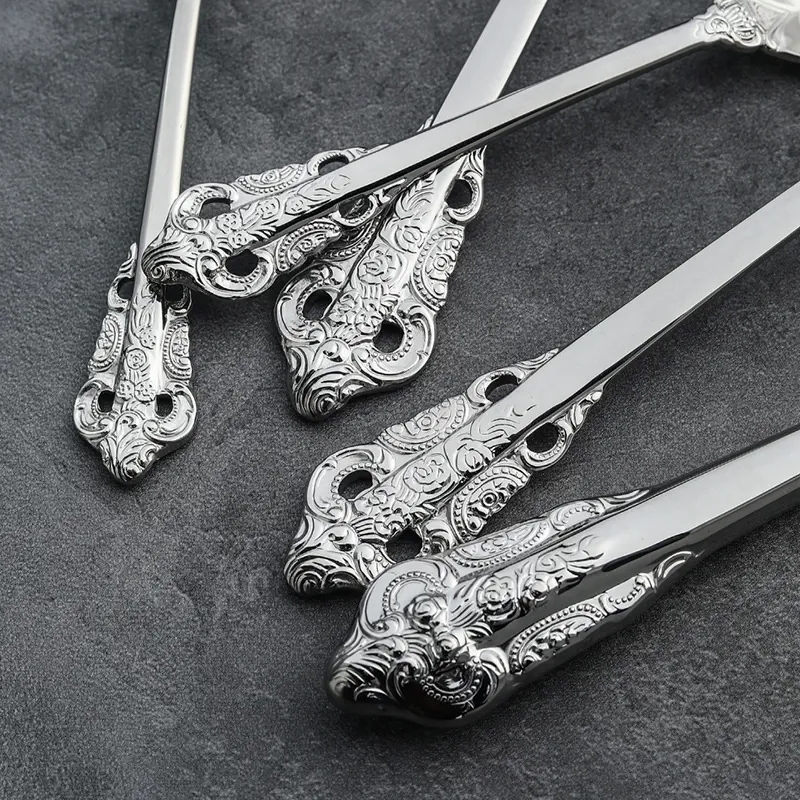 Stainless Steel Cutlery Set with Relief Pattern tableware view 3