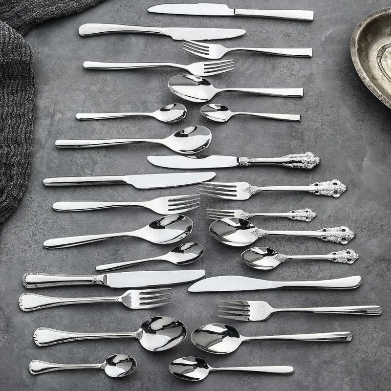 Stainless Steel Cutlery Set with Relief Pattern tableware view 4